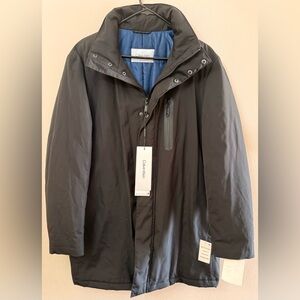 Calvin Klein Men's Black Trench Coat with Blue Lining(brand new)